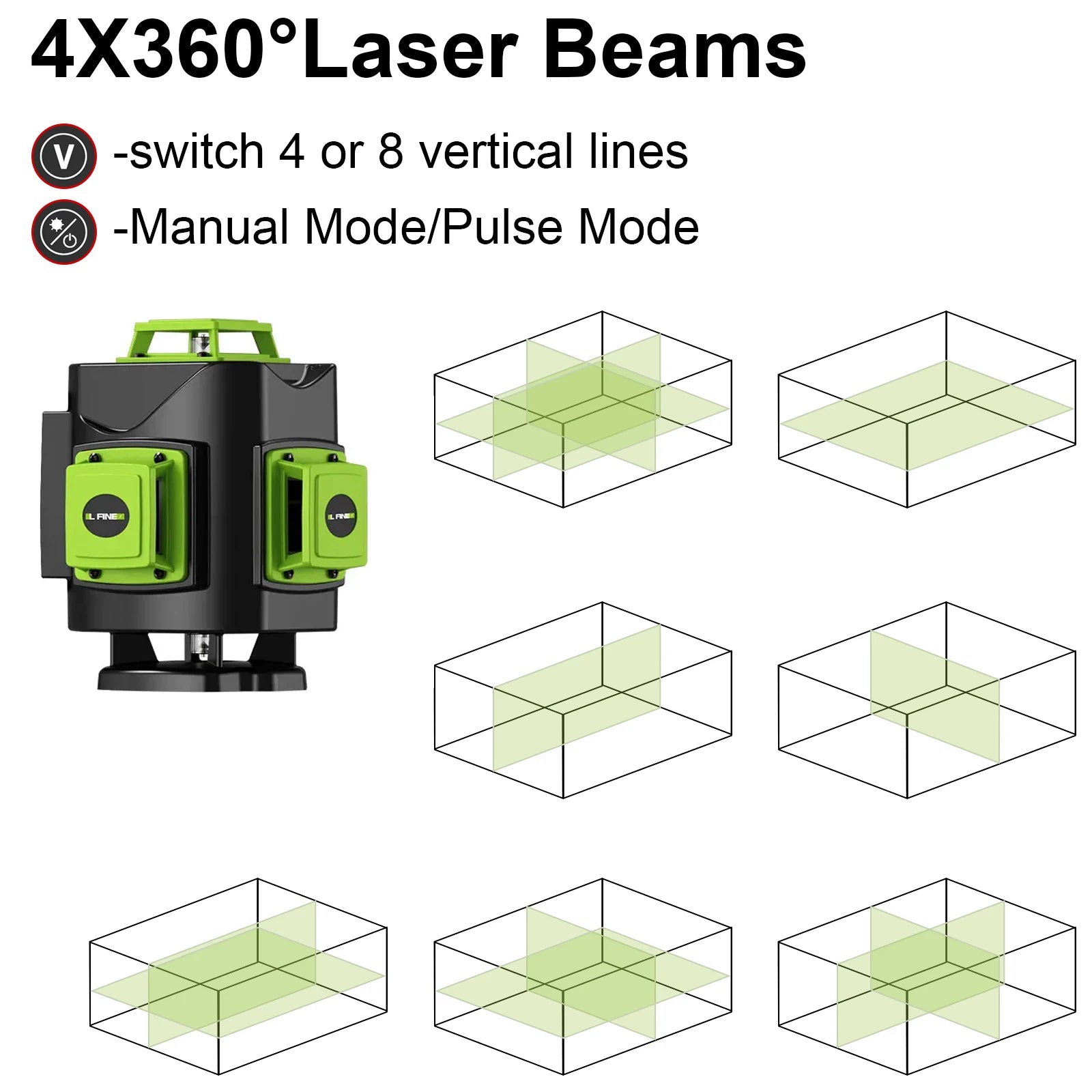 LFINE 4D 16-Lines Green Laser Level with Self-Leveling and Manual Modes