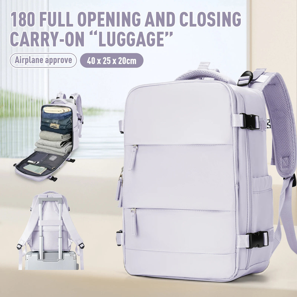 Anti Theft Cabin Travel Backpack &ndash; Ultra Lightweight Peacock Blue