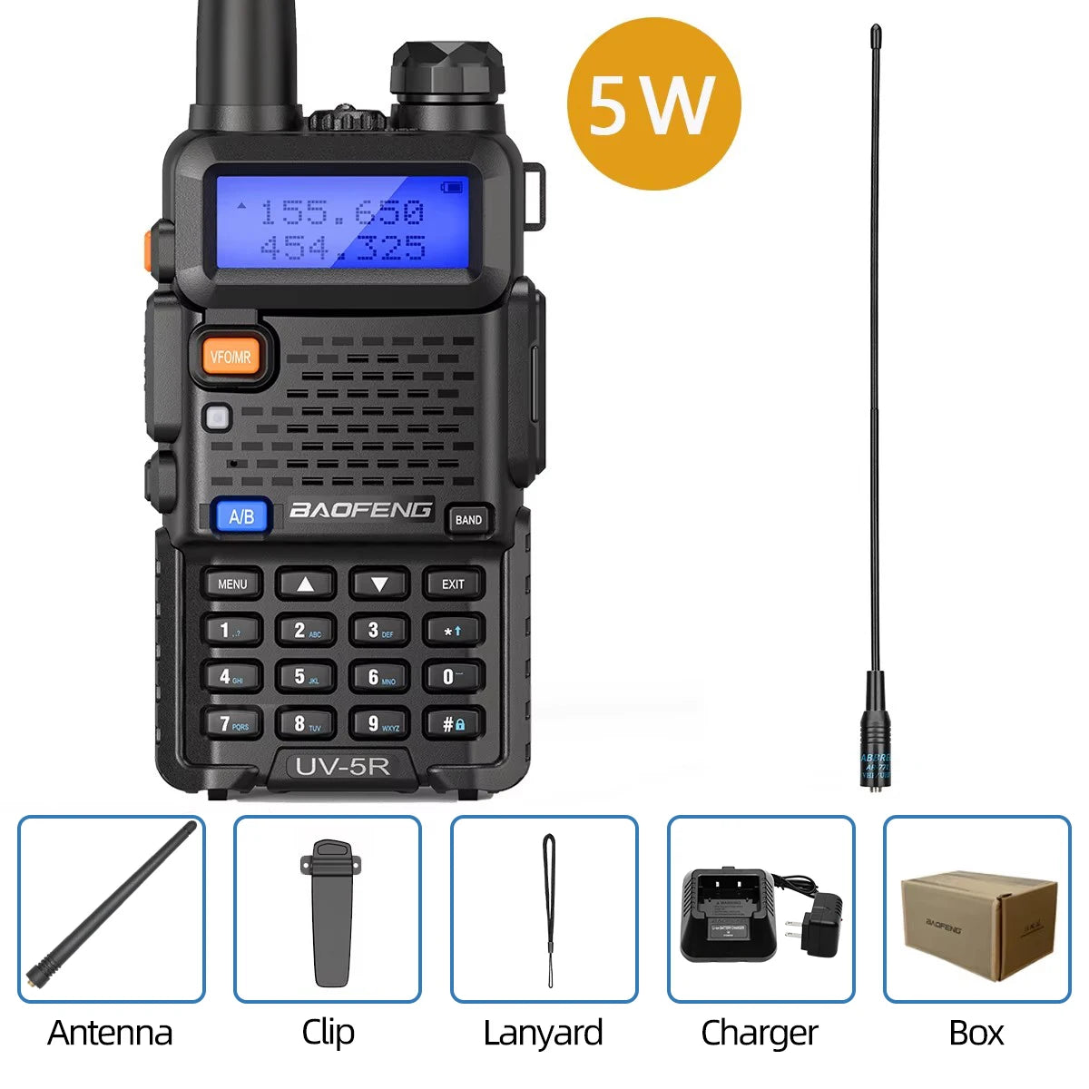Baofeng UV-5R &ndash; Dual Band Ham Radio 5W Power Long Range 5W-771 / EU