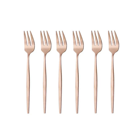 6Pcs Stainless Steel Matte Cake Fork Set &ndash; Elegant Gold Tableware Rose