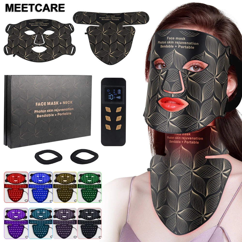 MEETCARE LED 8 Colors Face Mask &ndash; Advanced Near-Infrared Therapy for Anti-Aging and Skin Rejuvenation