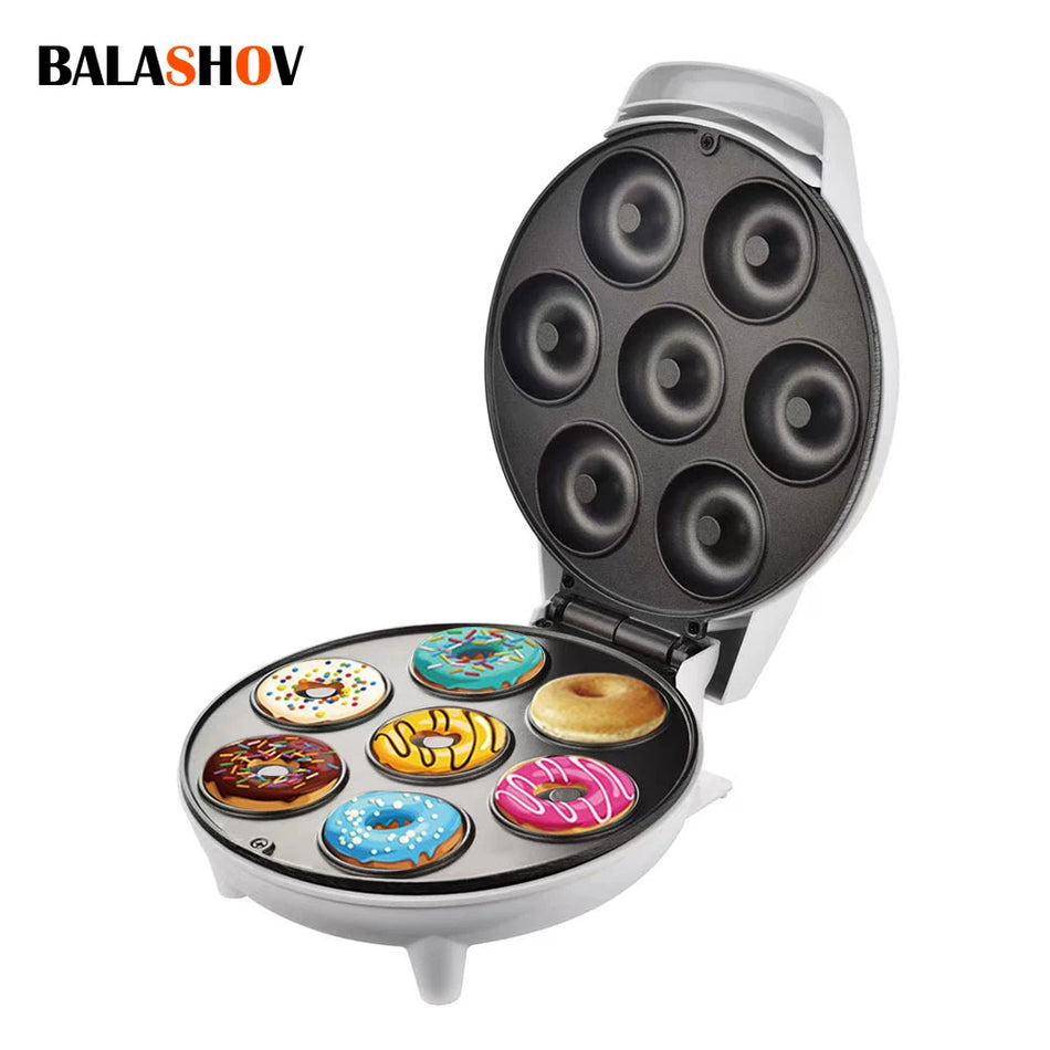 Mini Donut Maker Machine Nonstick Surface 7 Donuts White