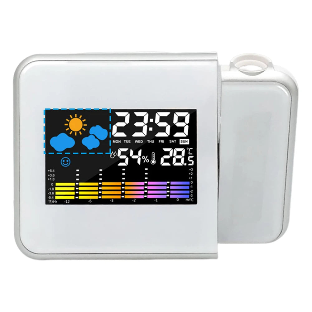 VKTECH LED Projector Smart Alarm Clock with Night Backlight White