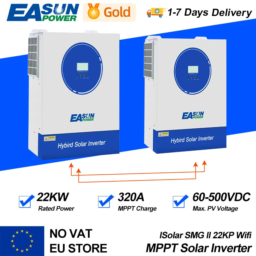 Easun Ανεξάρτητος Αντιστροφέας 11KW 48V MPPT Διπλή Είσοδος WiFi BMS