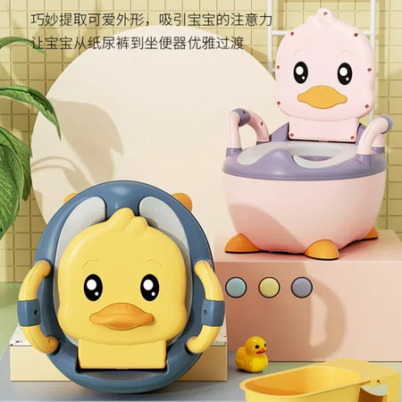 Duck-Themed Potty Training Seat with Armrests &amp; Waist Guard