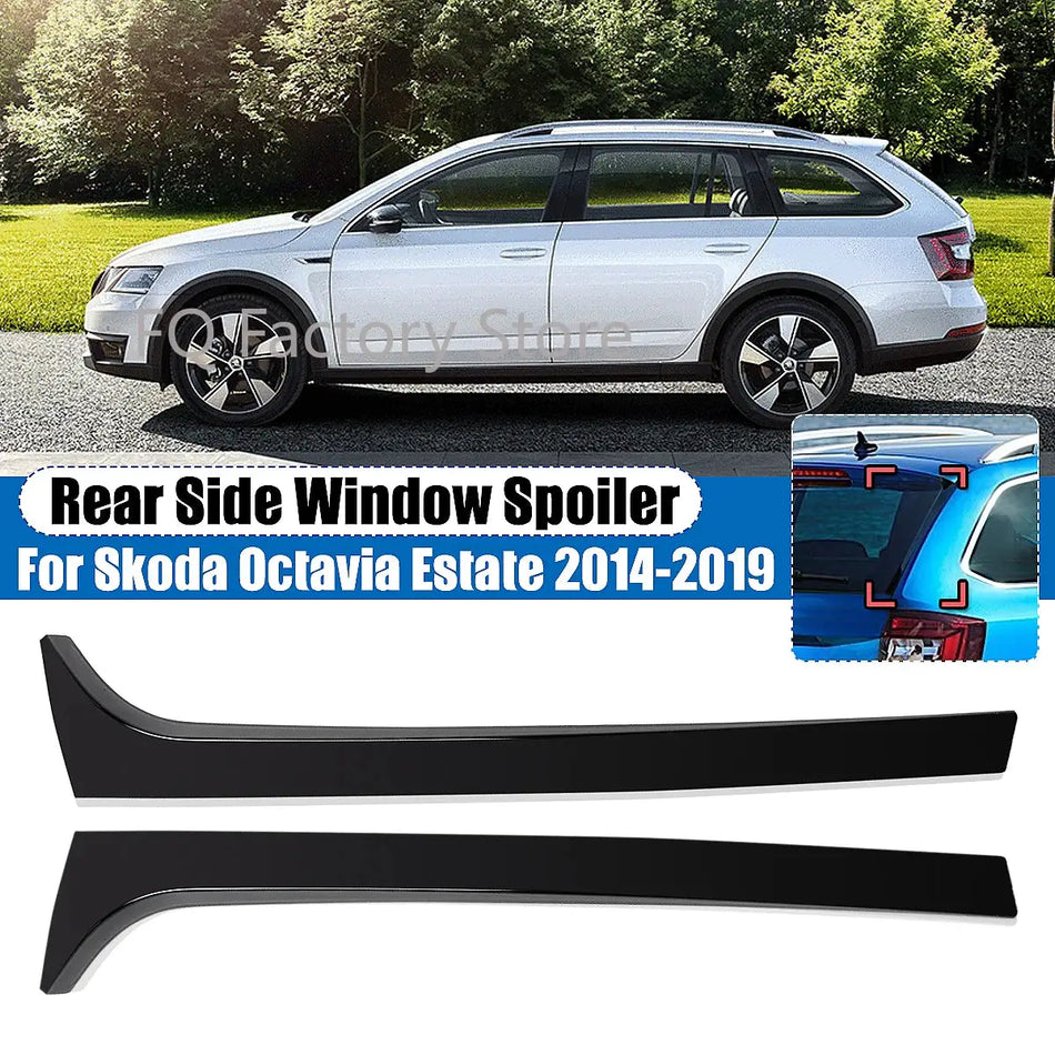 Gloss Black ABS Rear Window Splitters for Skoda Octavia Estate 2014-2019 by InterCyprus Trading Ltd
