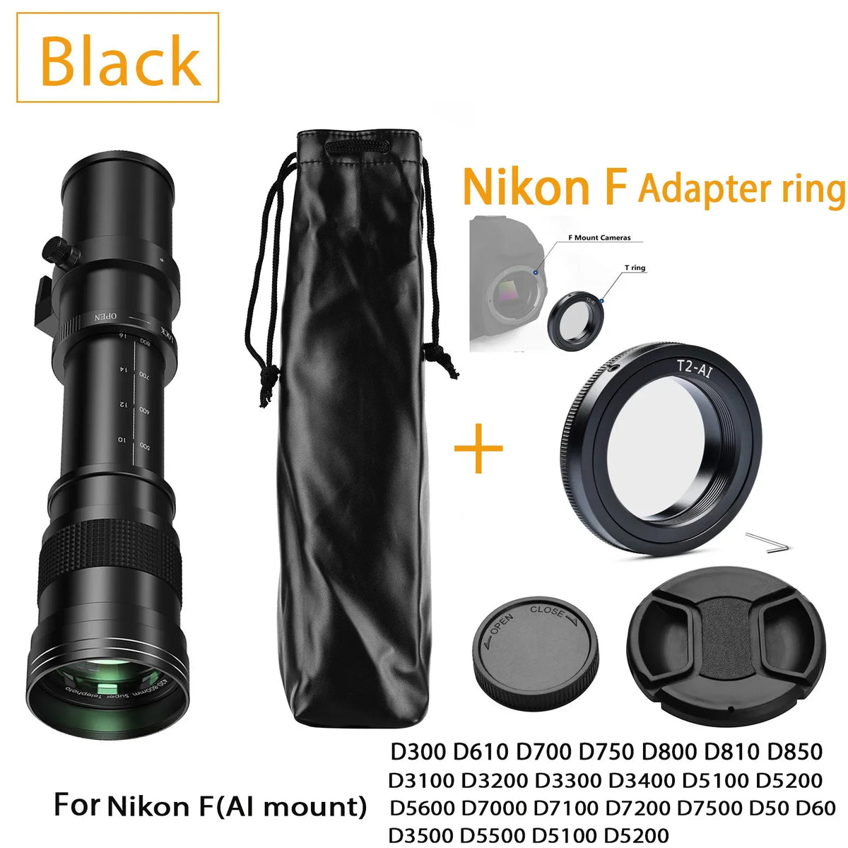 Lightdow Telephoto Lens 420-800mm f 8.3 &ndash; Super Telephoto Zoom for DSLR Cameras for Nikon F 01