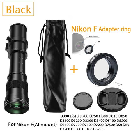 Lightdow Telephoto Lens 420-800mm f 8.3 &ndash; Super Telephoto Zoom for DSLR Cameras for Nikon F 01