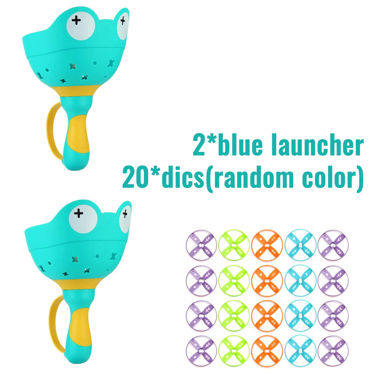 Flying Disc Launcher Toy &ndash; Develops Motor Skills Outdoors 2 blue 20disc
