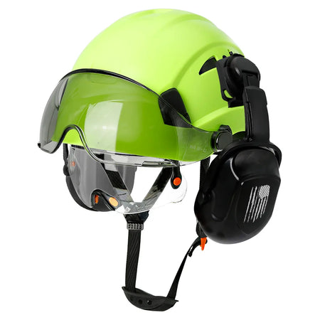CE Construction Safety Helmet &ndash; Integrated Visor and Earmuffs for Maximum Protection CR08 B with earmuffs