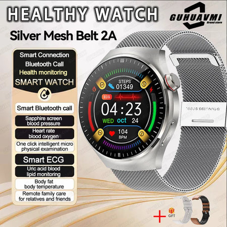 Dody Health Monitoring Smart Watch - ECG And PPG Monitoring Silver Mesh Belt 2A / Health Assistant