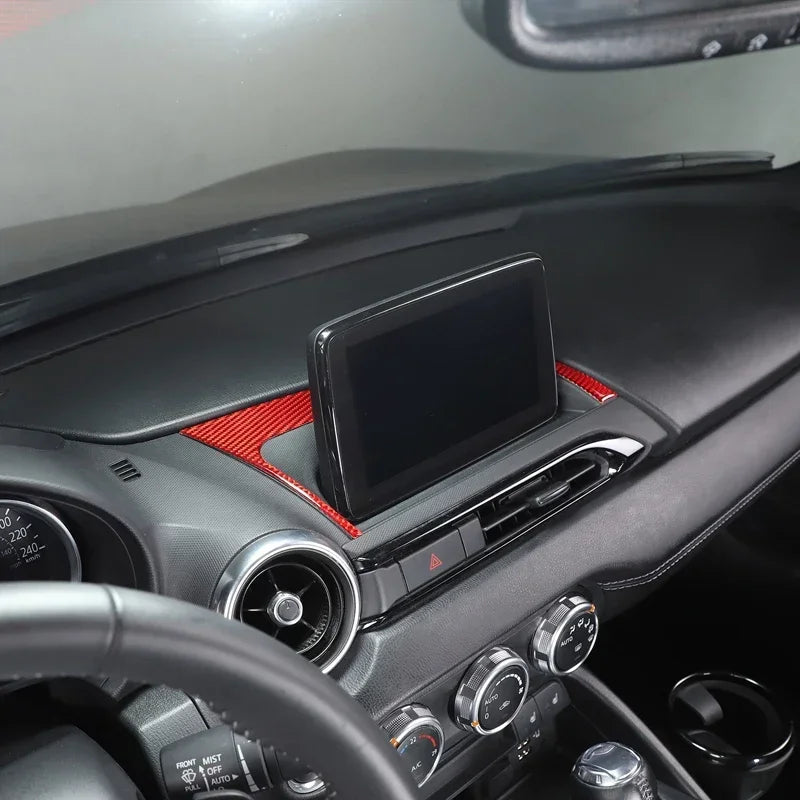 Μαλακός διακοσμητικός αυτοκόλλητος πίνακας πλοήγησης κεντρικής κονσόλας από ανθρακονήματα πίσω για Mazda MX5 2016 έως 2025