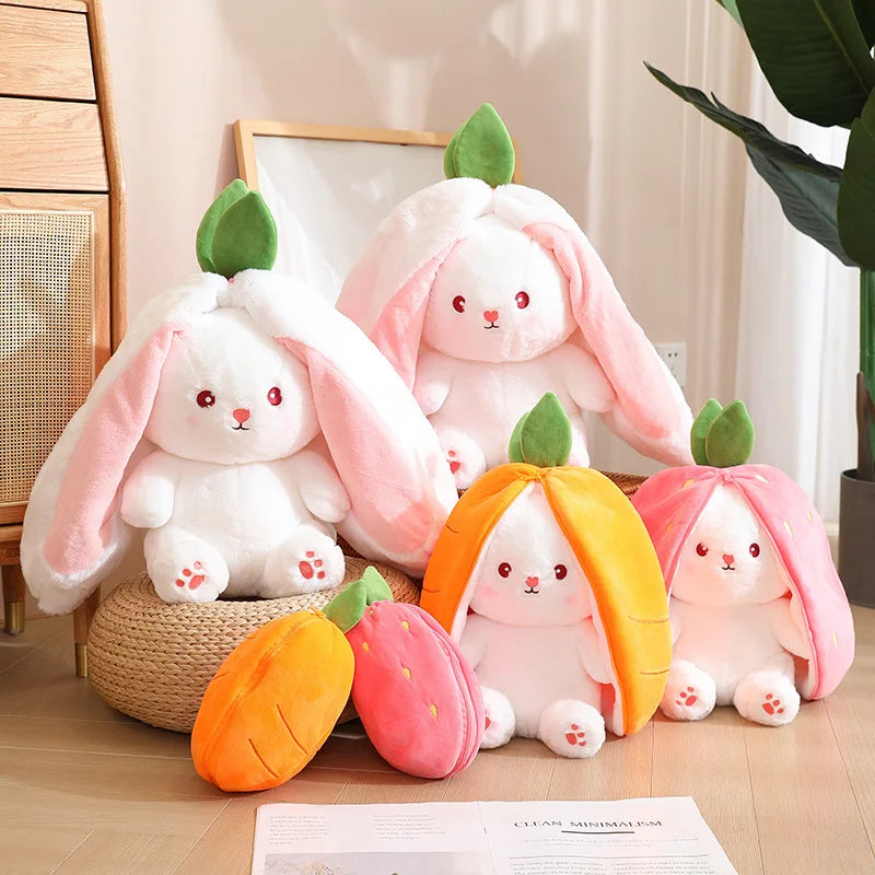 BABIQU 35cm Plush Carrot Rabbit Doll in Strawberry Bag