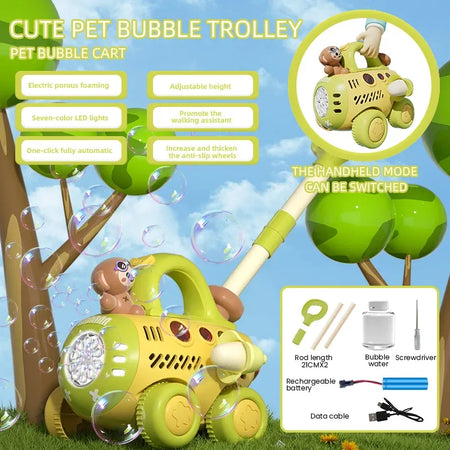 Trolley Bubble Machine Gun Cart &ndash; Outdoor Party Fun For Kids Monkey Plane