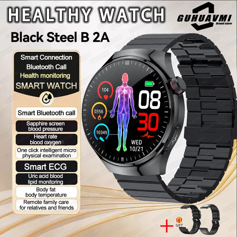Dody Health Monitoring Smart Watch - ECG And PPG Monitoring Black Steel B 2A / Health Assistant