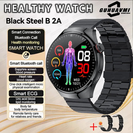 Dody Health Monitoring Smart Watch - ECG And PPG Monitoring Black Steel B 2A / Health Assistant