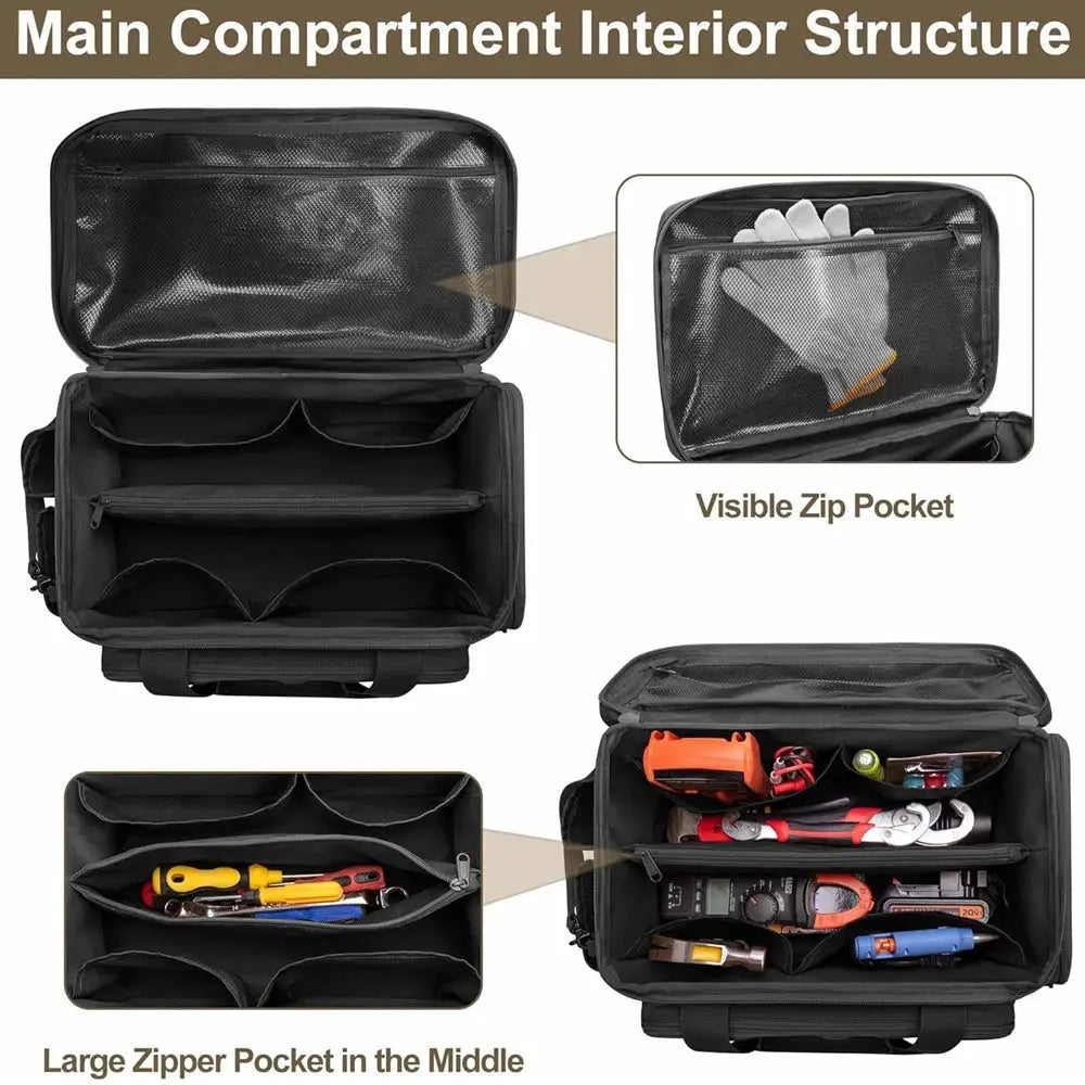 14" Heavy Duty Tool Bag Multipurpose Work Organizer for Handyman,Carpenter,Durable Portable Tool Storage by InterCyprus Trading Ltd