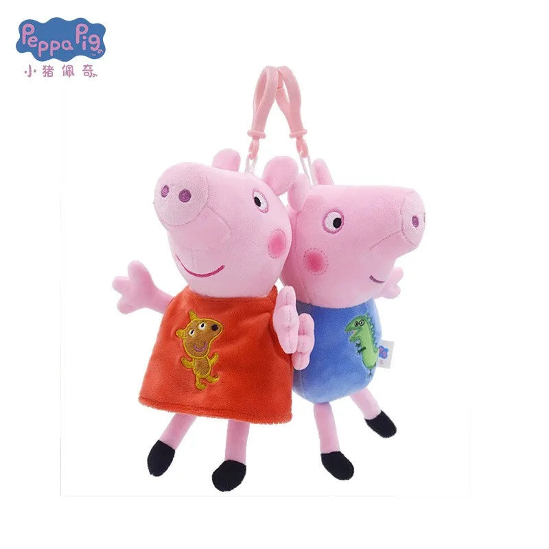19cm Peppa Pig Original Plush Filled Kawaii Pendant Doll Toy George and Friends Key Chain Home Party Decorative Birthday Gift