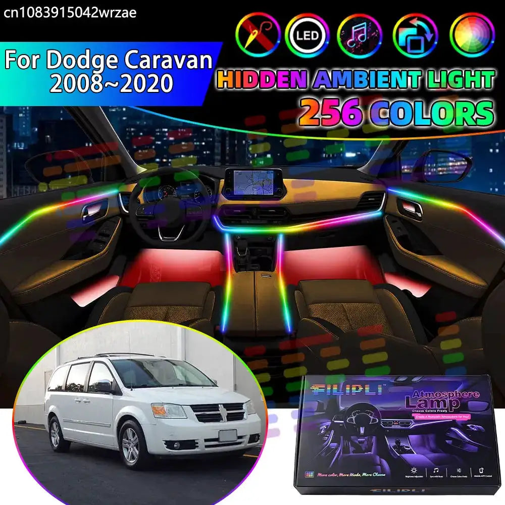 For Dodge Caravan 2008~2020 MK5 Grand RGB Car Interior Ambient Lights Strips Breathing Lighting Kit App Control LED strips by InterCyprus Trading Ltd