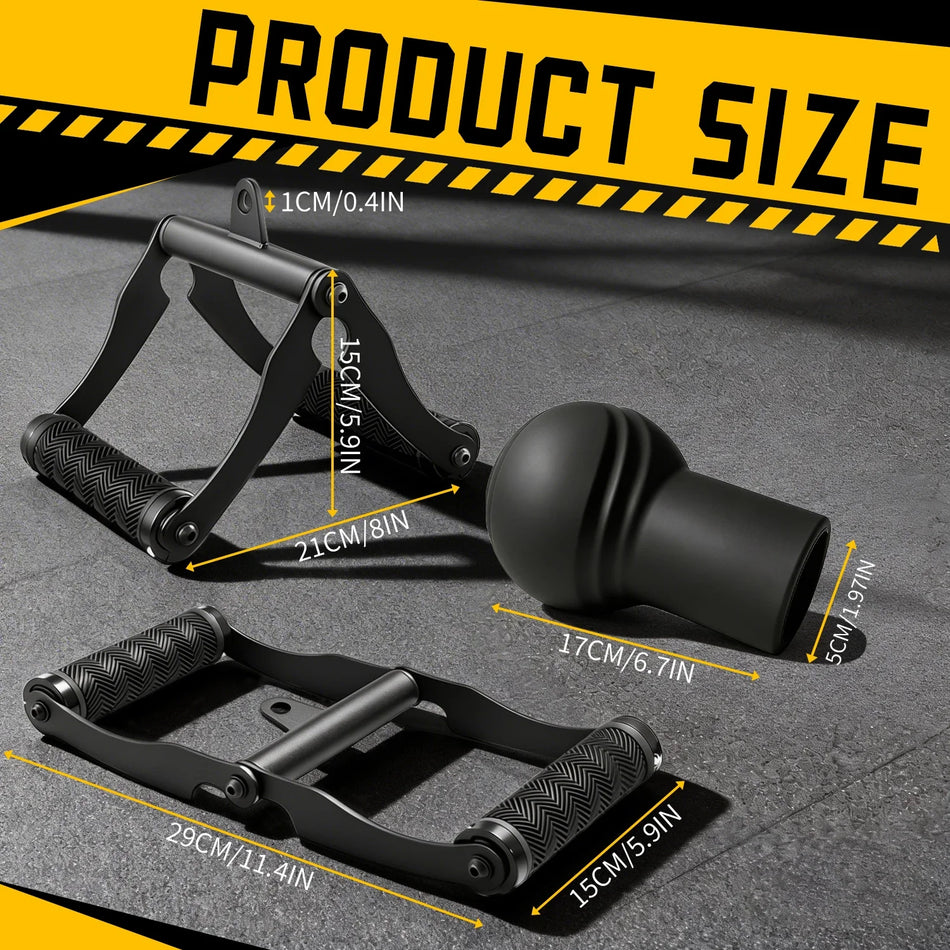 Iron V-Bar Row Barbell Handle With Landmine Base Set, Double D, Soft Rubber