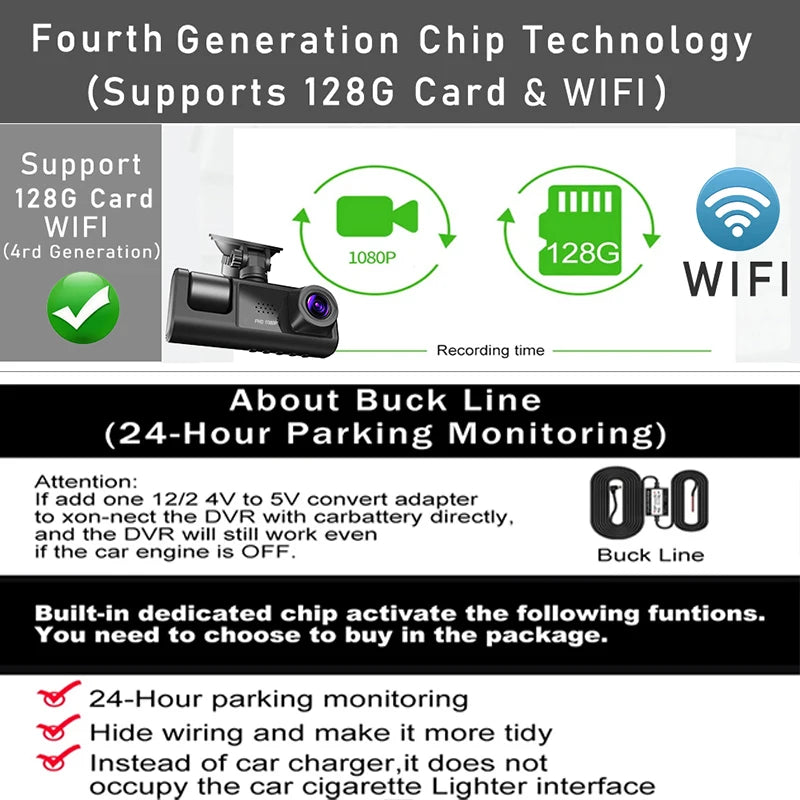 WiFi 3 Channel Mini Car DVR