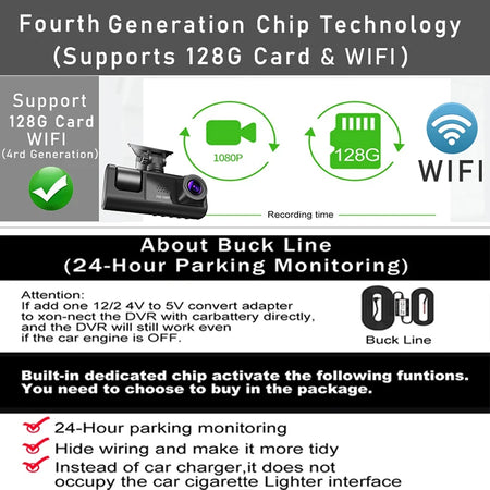 WiFi 3 Channel Mini Car DVR