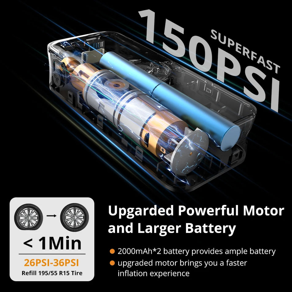 CARSUN T3106 Oplaadbare Bandenpomp, Draagbare ABS Luchtpomp
