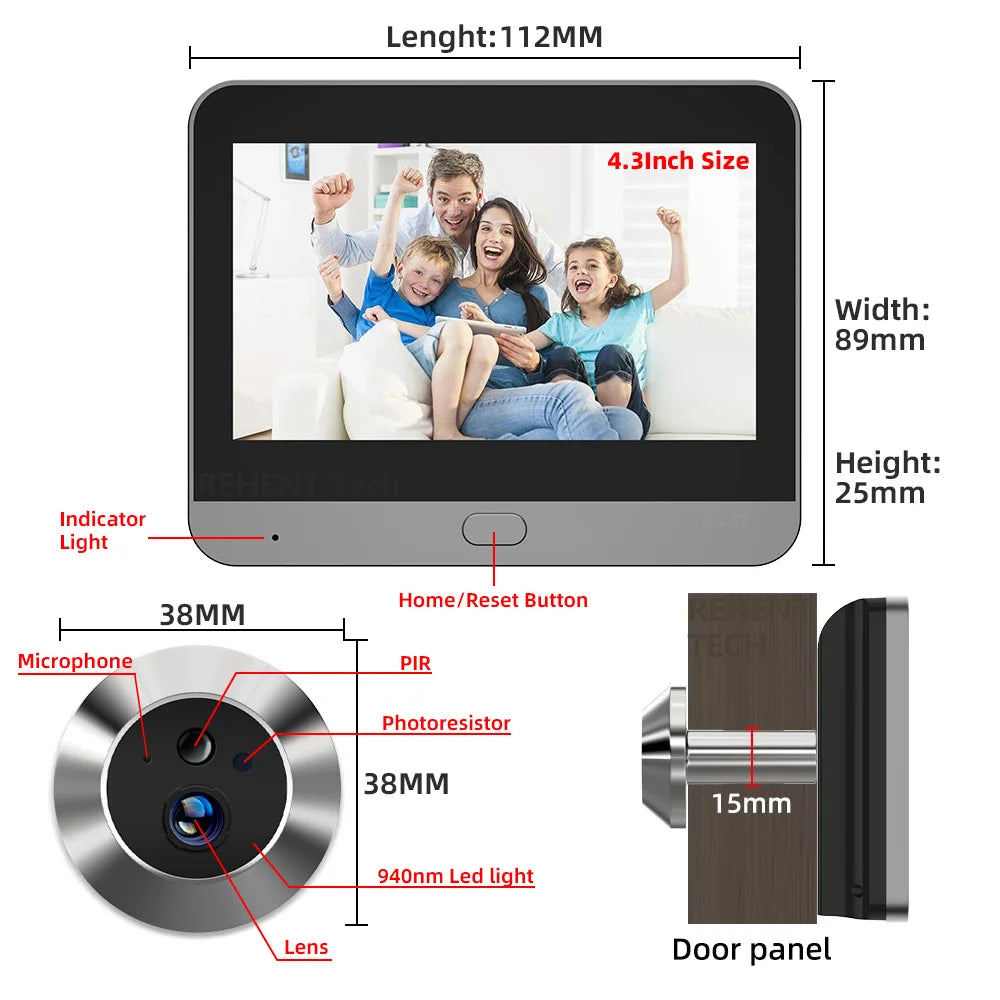 Tuya Smart 3MP Peephole Door Camera &ndash; Wide 140 Degree View