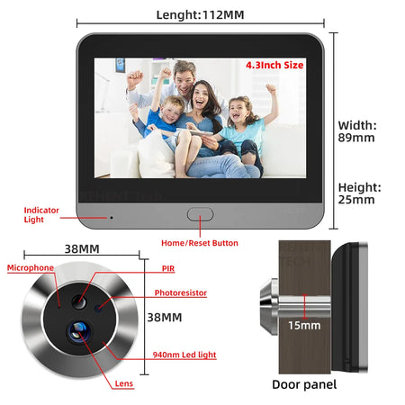Tuya Smart 3MP Peephole Door Camera &ndash; Wide 140 Degree View