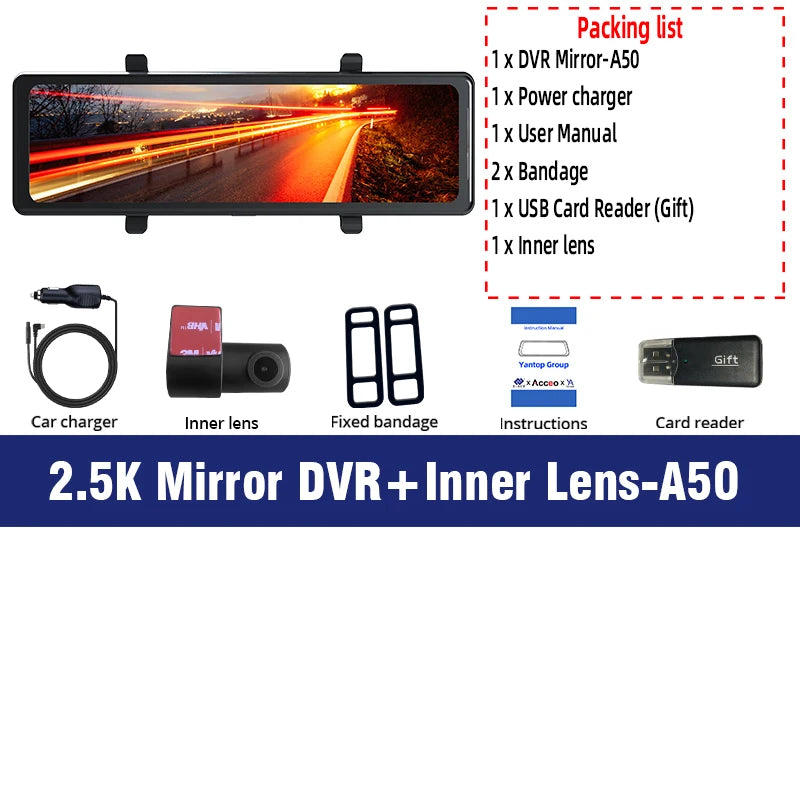 Dashcam Aceeo 2K GPS 11.2 Mirror &ndash; Night Vision 3 Camera A50 / 64G