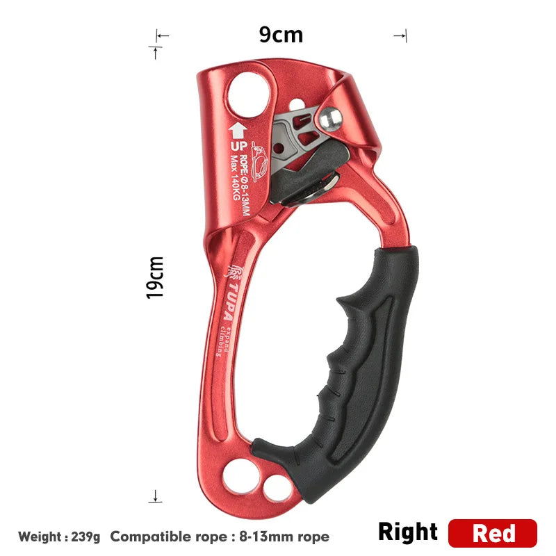 Outdoor Rock Climbing SRT Hand Ascender &ndash; Lightweight Right Red