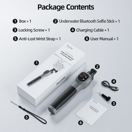 TELESIN Underwater Selfie Stick &ndash; Waterproof and Extendable for GoPro Diving Selfie Stick