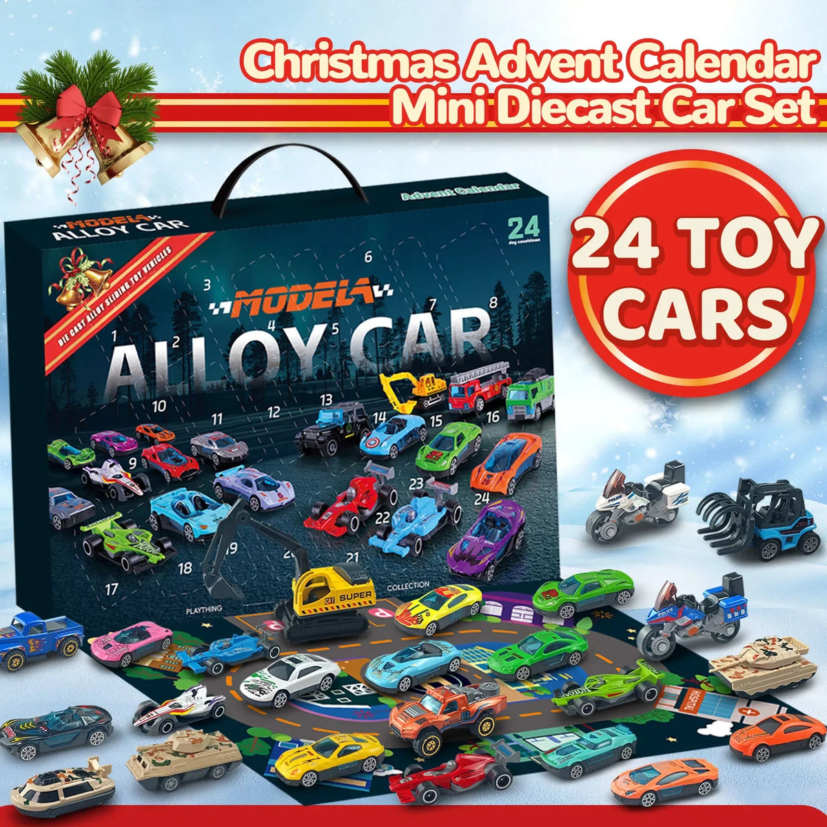Christmas Advent Calendar Diecast Car Set &ndash; Inertia Sliding