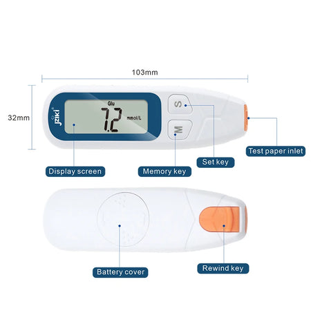 IDEABEL Blood Glucose Meter Glucometer &ndash; With 50 Strips