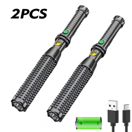 Baseball Bat LED Self-Defense Flashlight &ndash; Telescopic Zoom 2PCS