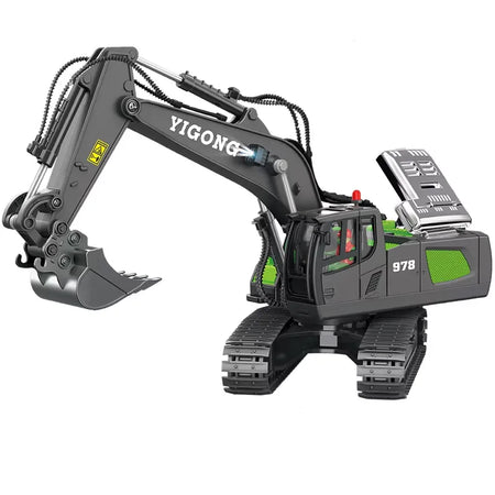 Rc Excavator Bulldozer Truck Toys for Boy 2.4G Remote Control Dumper Engineering Vehicle tractor Crawler Birthday Gift Child AlloyExcavator Green