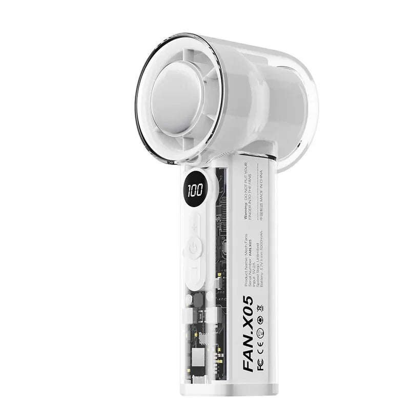 Portable Handheld Turbo Fan 3000Mah &ndash; LED Digital Display WHITE