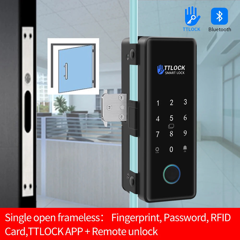 Bluetooth TTLOCK Glass Door Lock &ndash; Biometric Access K190-J-TT single