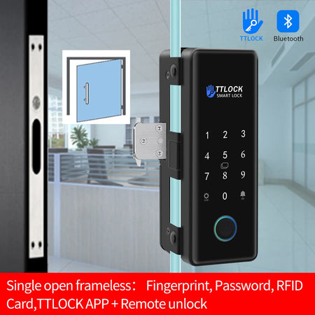 Bluetooth TTLOCK Glass Door Lock &ndash; Biometric Access K190-J-TT single