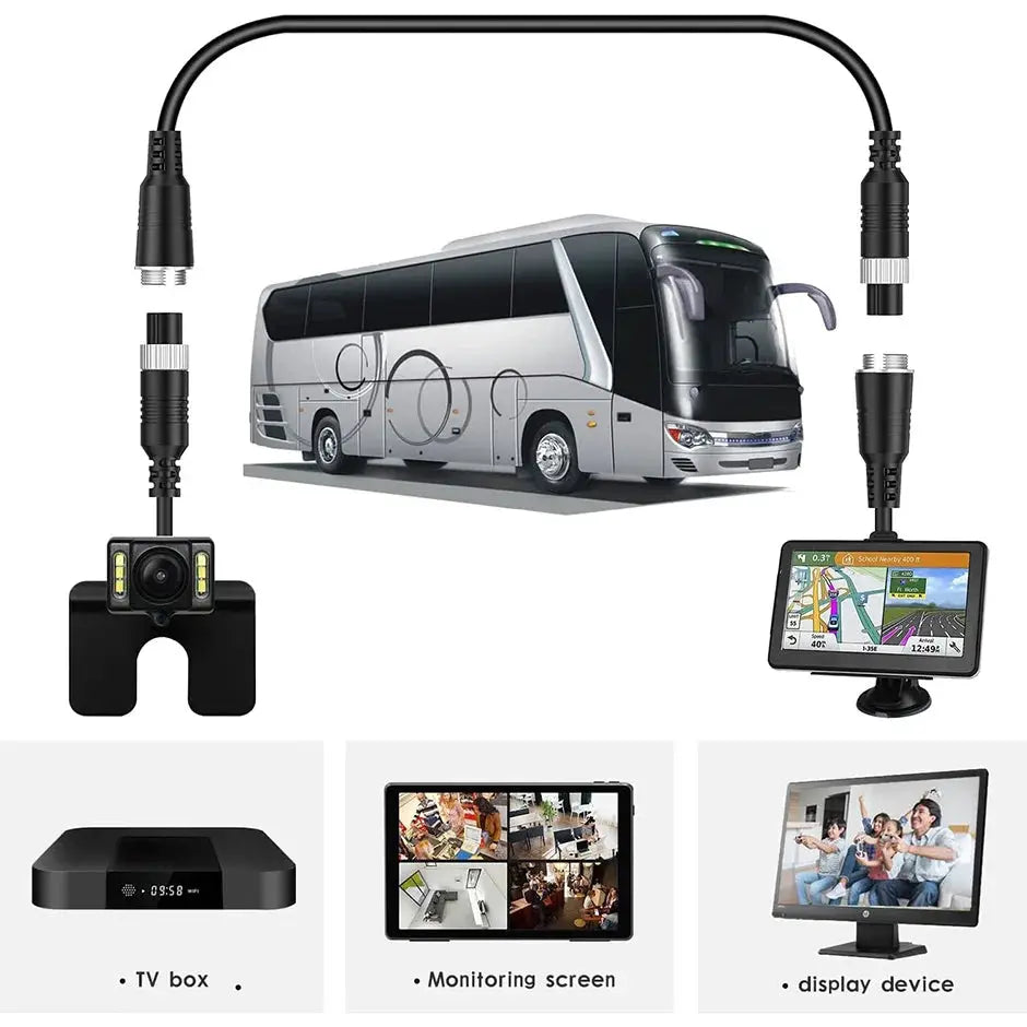 4-Pin Aviation Extension Video Cable With ABS Housing For Truck Bus by InterCyprus Trading Ltd