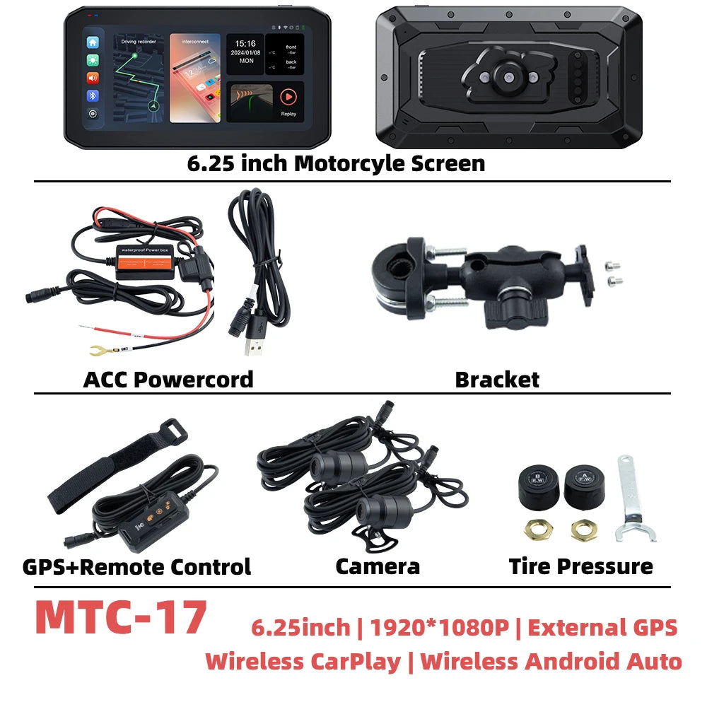 EKIY Wireless CarPlay Moto &ndash; Portable Motorcycle GPS Navigation Screen MTC-17-DT-TP / CHINA / None