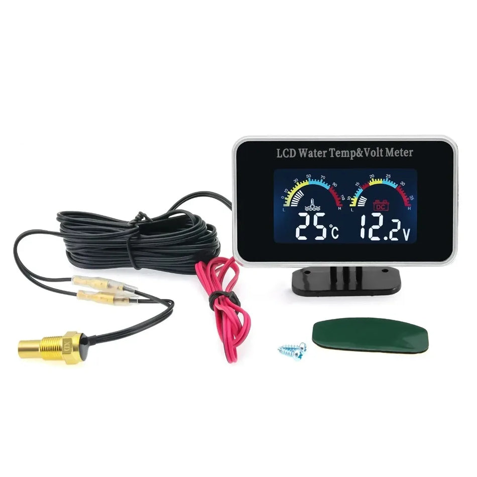 Digitaalinen LCD-vesilämpömittari, 12V/24V, 2-in-1 autolle ja kuorma-autolle
