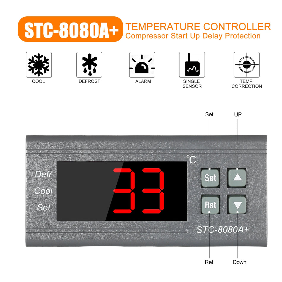 STC 8080A Digital Fridge Temperature Controller NTC Sensor