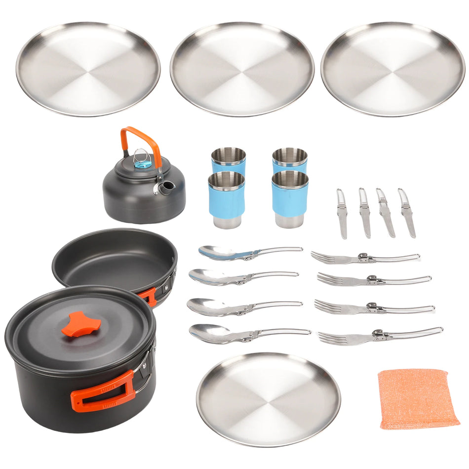 Camping Cookware Set Portable Kit &ndash; 4-Person Capacity 1set