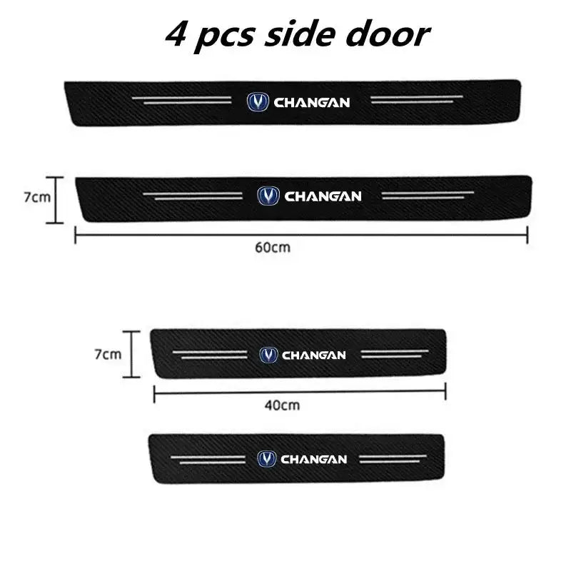 Changan Door Sill Protector Strips Carbon Fiber PU Leather 4PCS Side door