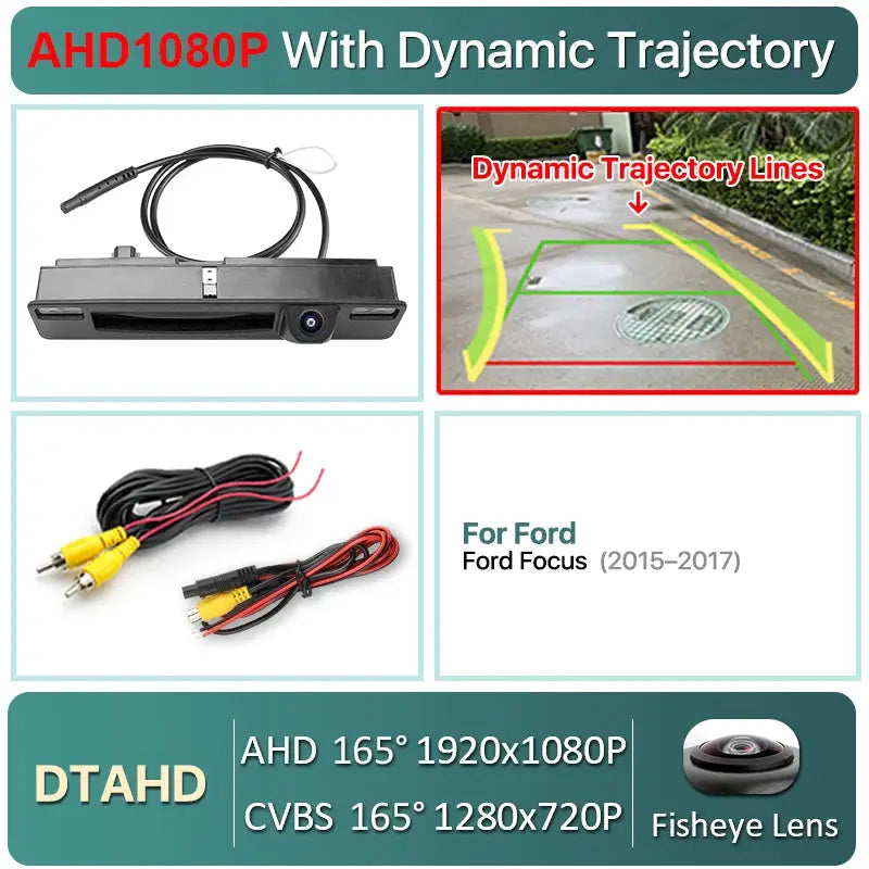 170 Degree Night Vision Dynamic Trajectory Reverse Line AHD 1080P Car Rear View Trunk Hand Camera For Ford Focus 2015~2017 by InterCyprus Trading Ltd