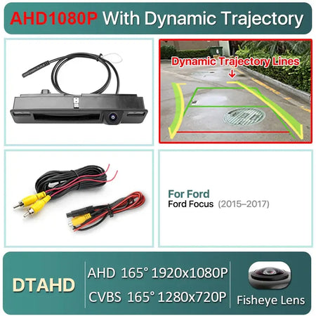 170° AHD 1080P Dynamic Trajectory Car Rear View Trunk Handle Camera For Ford Fiesta MK8 HB Focus Mk4 2015~2022 Android DVD by InterCyprus Trading Ltd