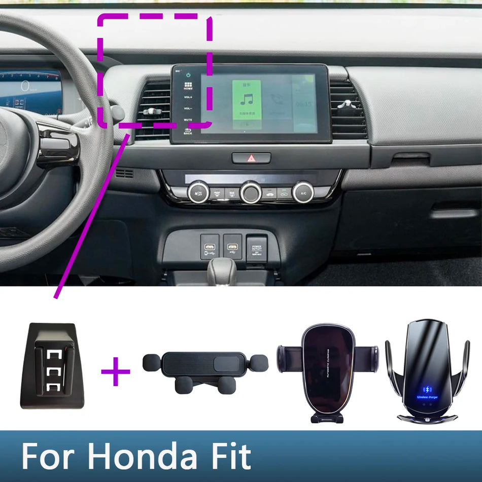 Honda Fit 2021-2024 Bil Telefonhållare Trådlös Laddningsbas