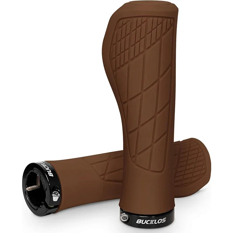 BUCKLOS Ergonomic Mountain Bike Handlebar Grips - Comfortable &amp; Durable Brown