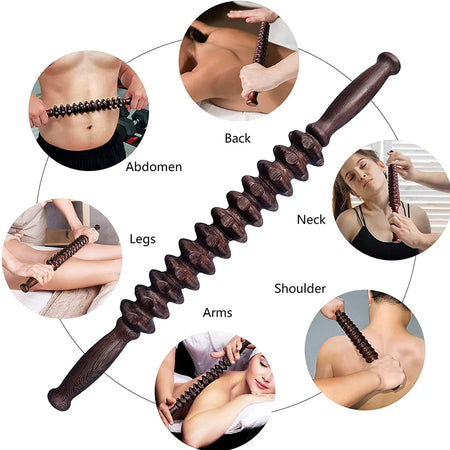 Wooden Exercise Roller Gua Sha &ndash; Handheld Muscle Massager for Sports Injuries